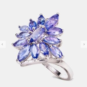 NWOT Stauer Sunburst Tanzanite Ring 2 CTW Sterling Silver setting SZ 6